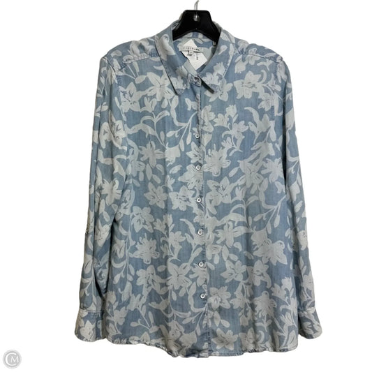 Top Long Sleeve Basic By Foxcroft In Blue, Size: 14