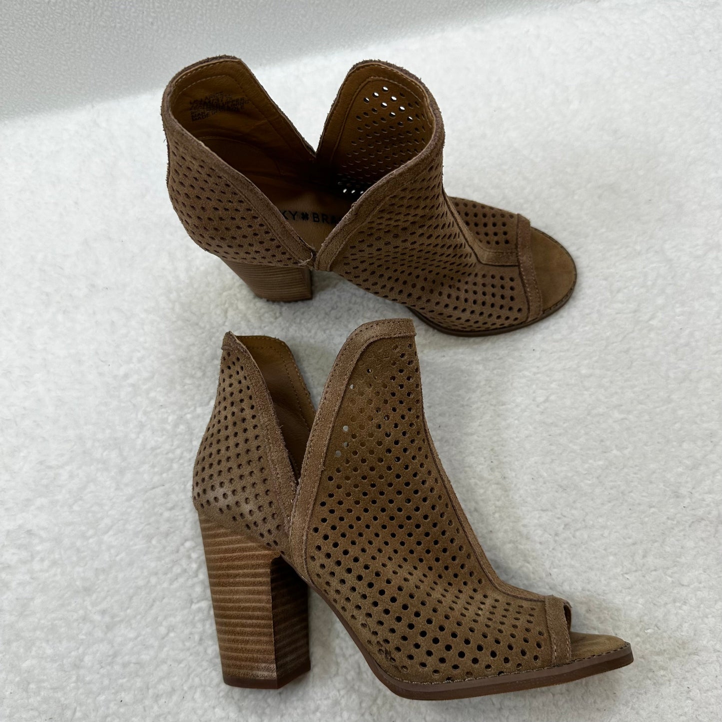 Tan Shoes Heels Block Lucky Brand O, Size 7.5