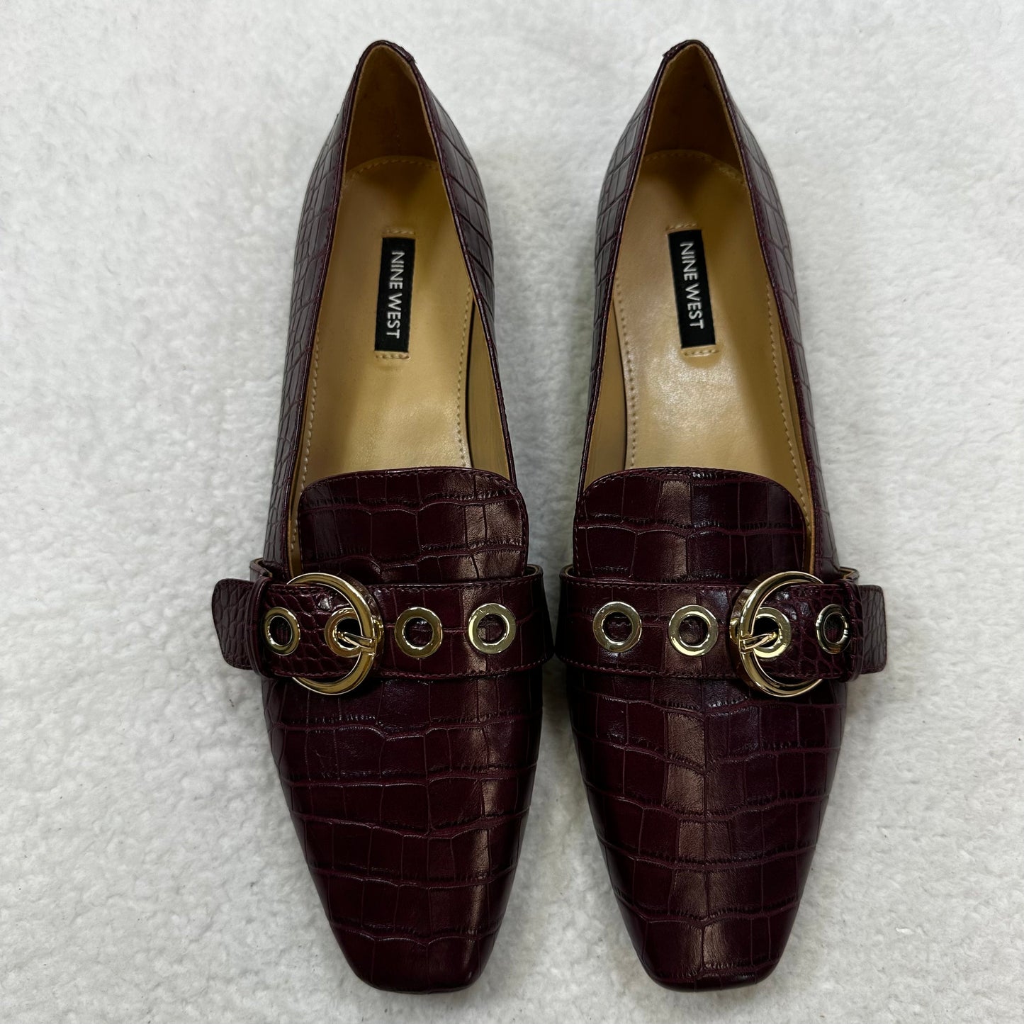 Maroon Shoes Flats Loafer Oxford Nine West, Size 9.5