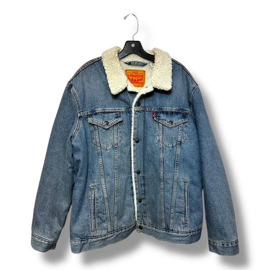 Jacket Denim By Levis In Blue Denim, Size: Xxl