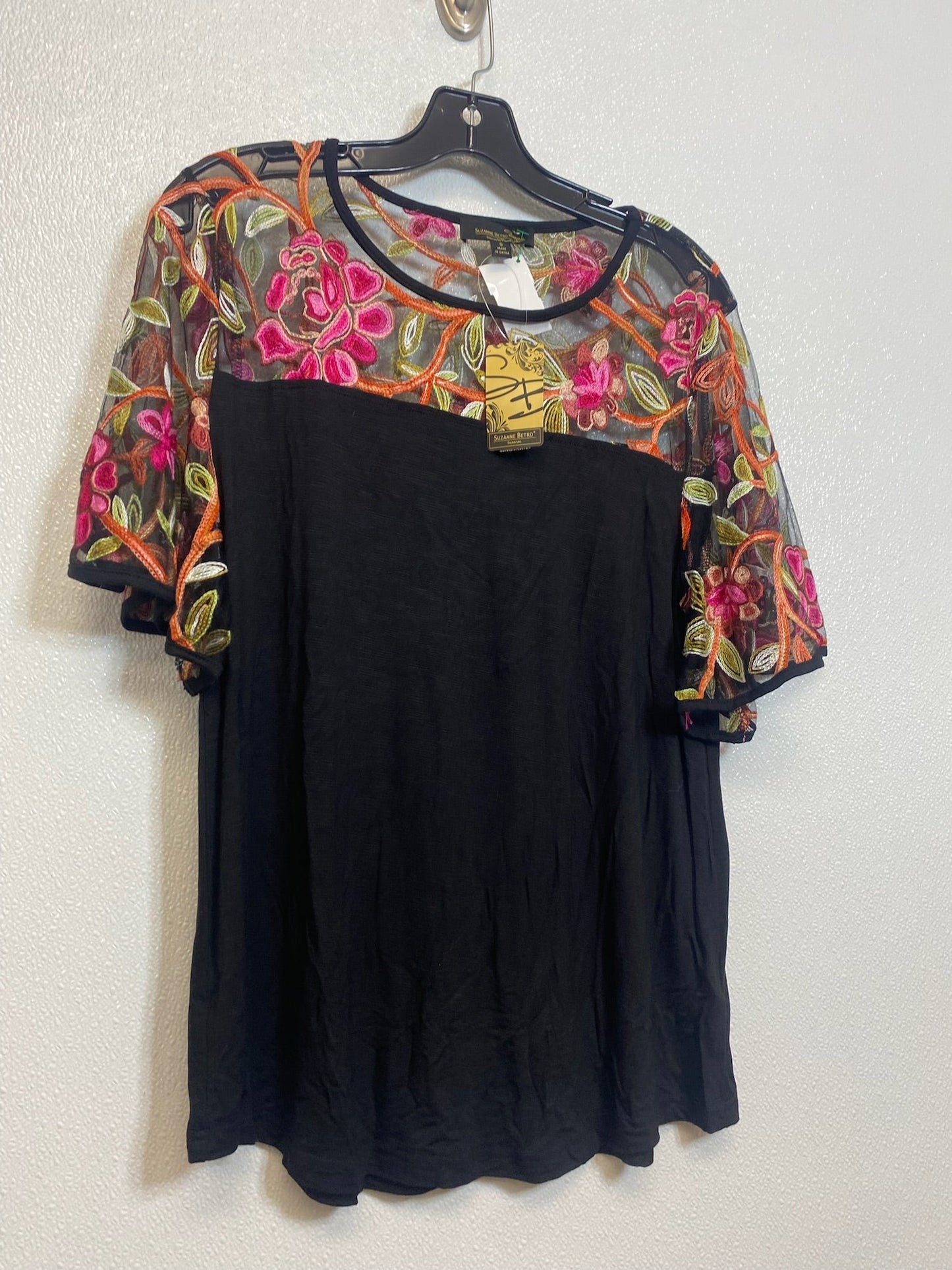 Black Top Short Sleeve Suzanne Betro, Size S