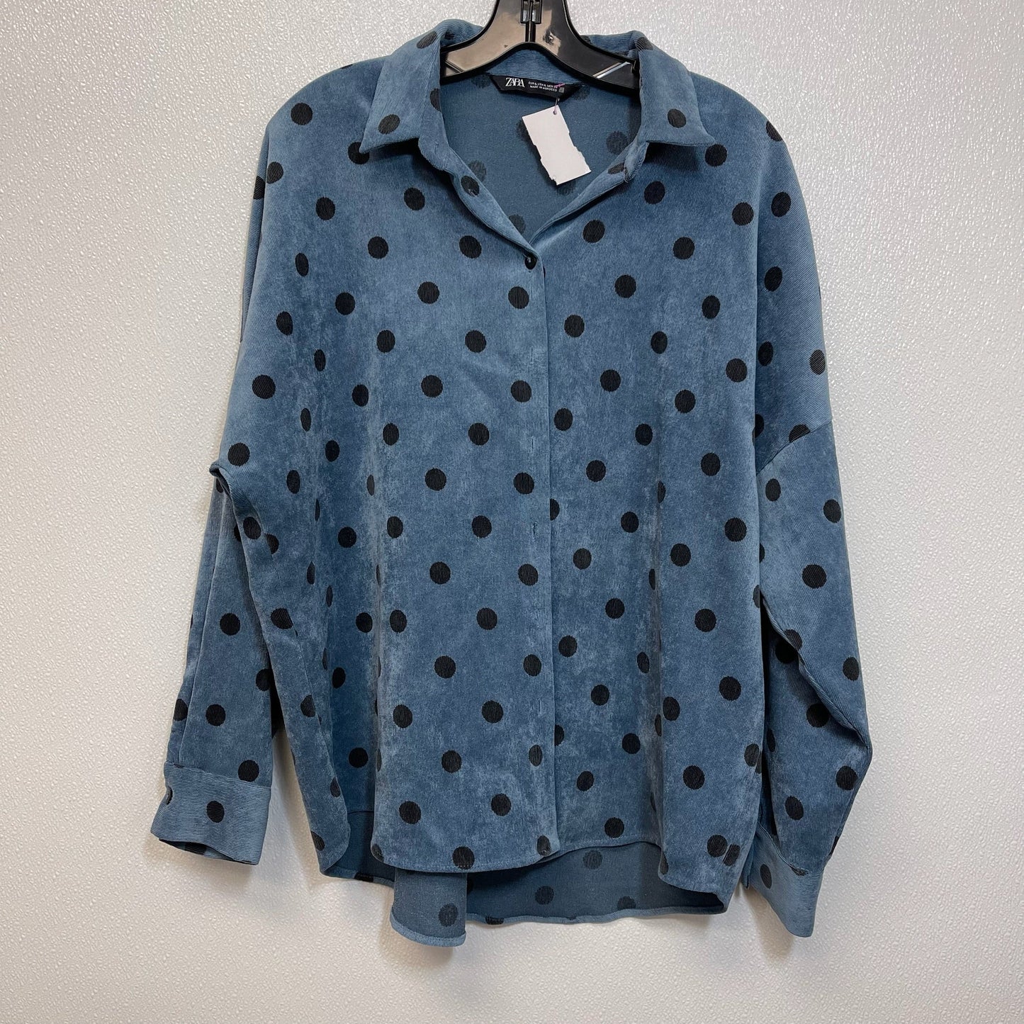 Top Long Sleeve By Zara In Polkadot, Size: L