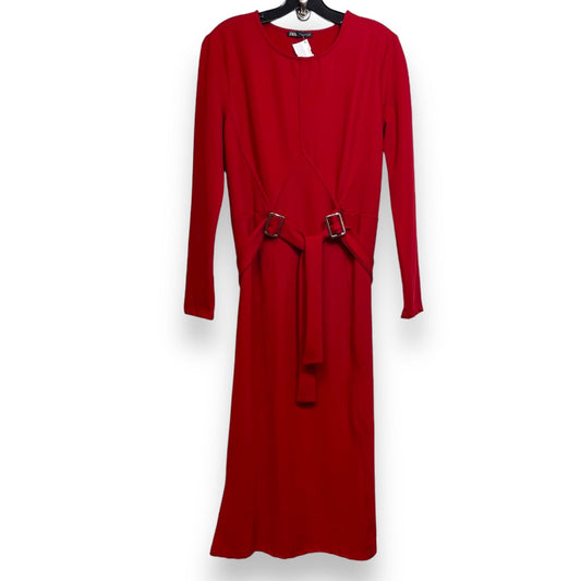 Dress Casual Midi By Zara In Red, Size: S