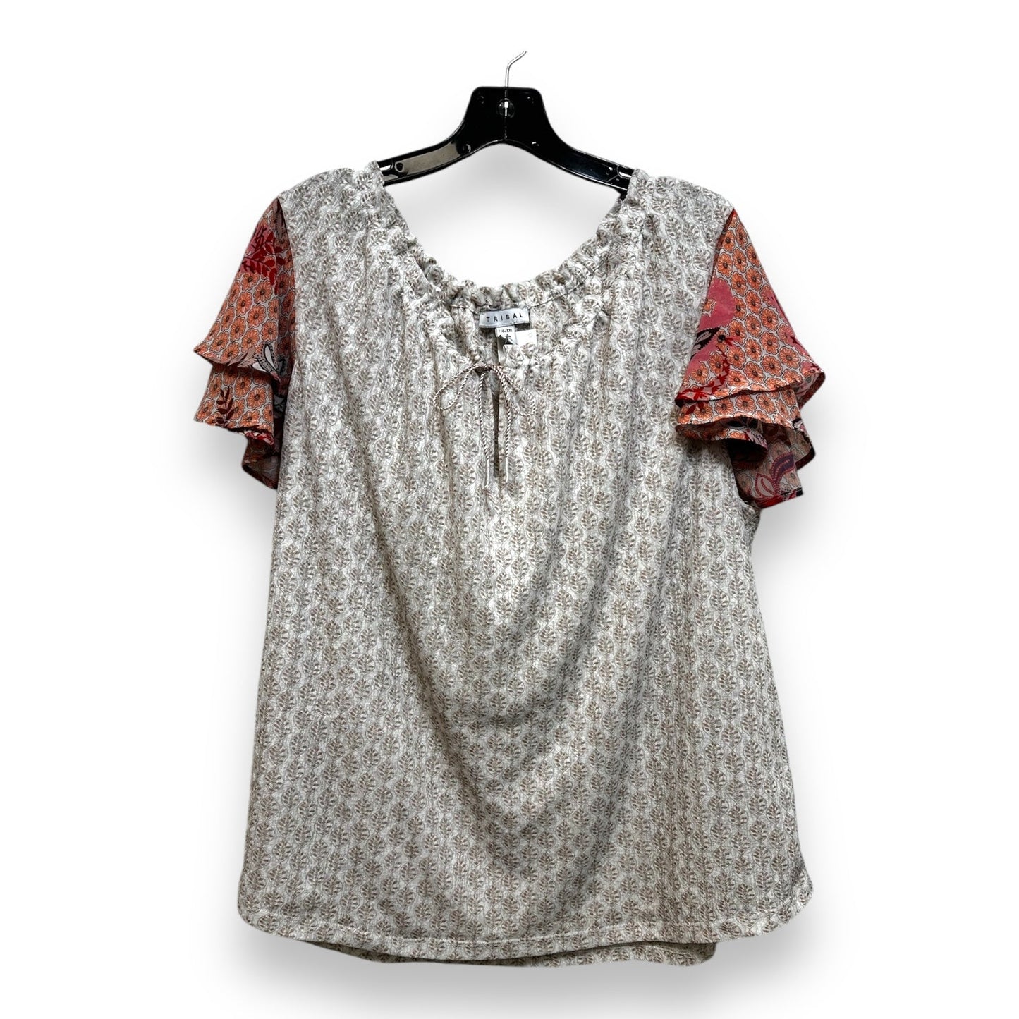 Top Short Sleeve By Tribal In Floral Print, Size: Xxl