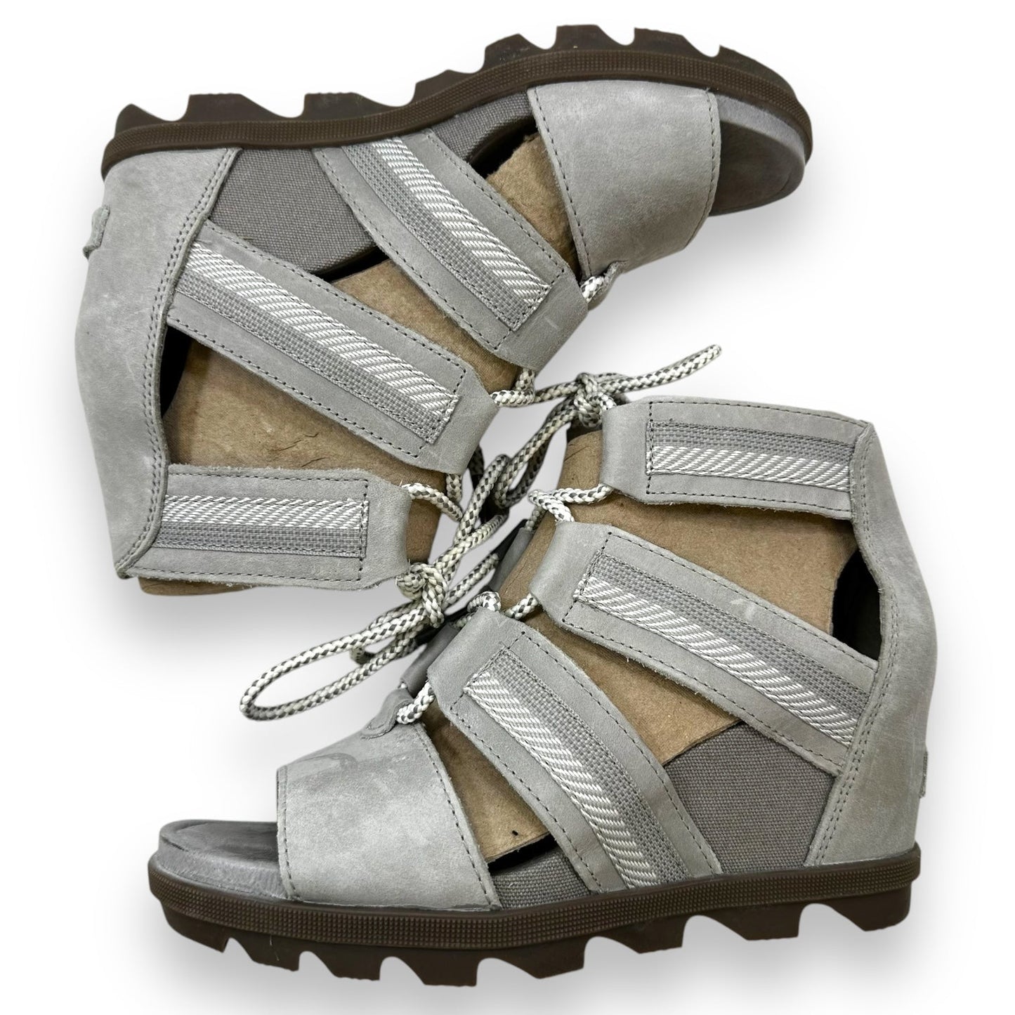 Shoes Heels Wedge By Sorel In Grey, Size: 8