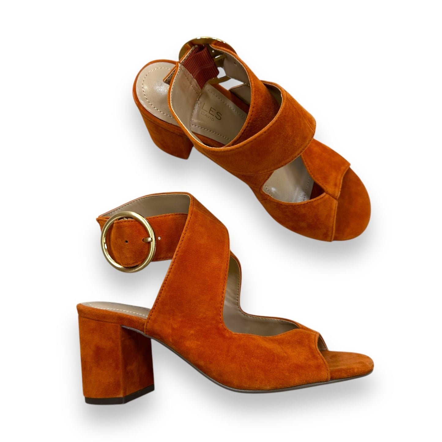 Sandals Heels Block By Charles By Charles David In Orange, Size: 5.5