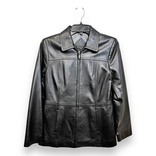 Jacket Leather By Valerie Stevens In Black, Size: Sp