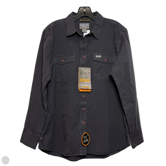 Top Long Sleeve By Ariat In Grey, Size: L