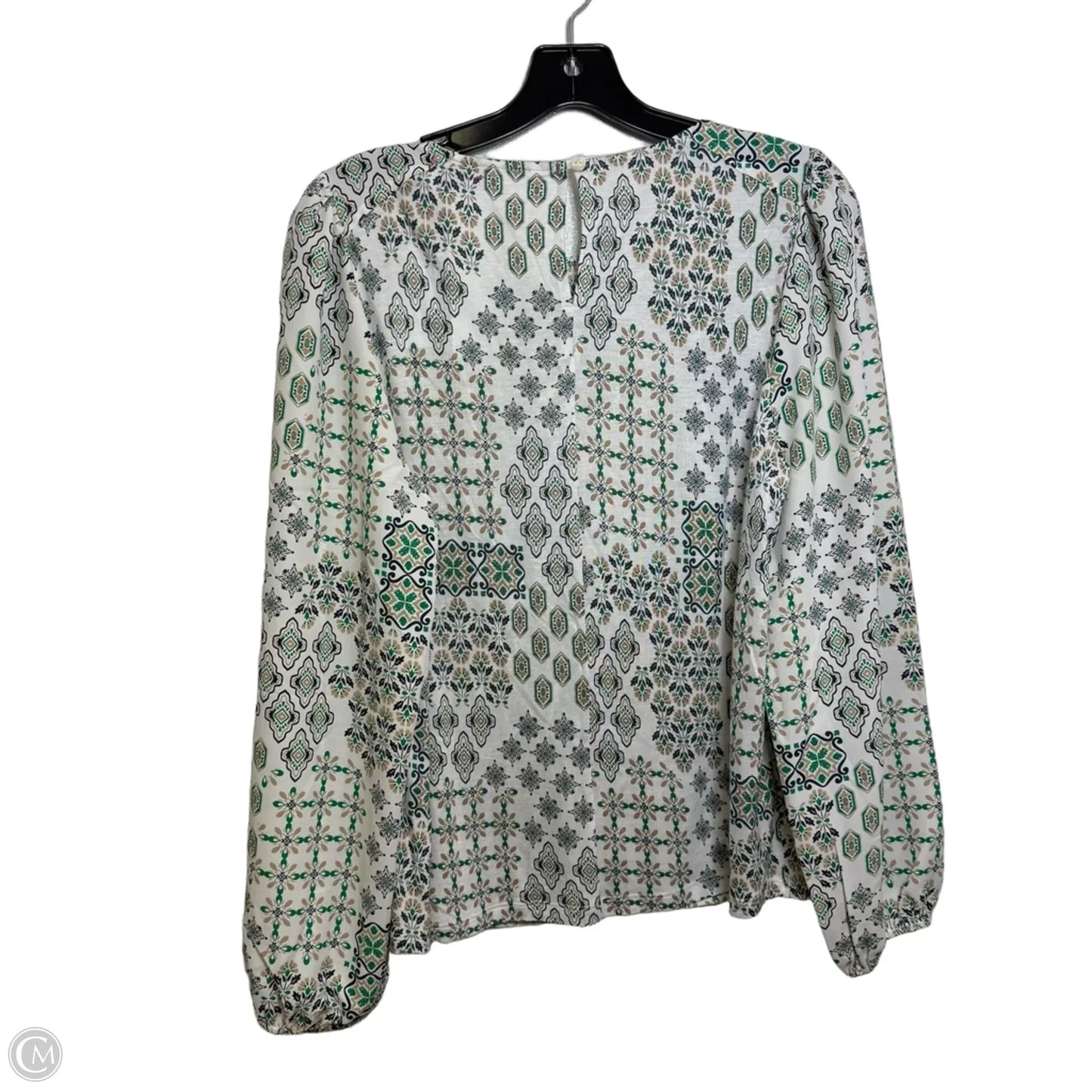 Top Long Sleeve By Loft In Green & White, Size: S