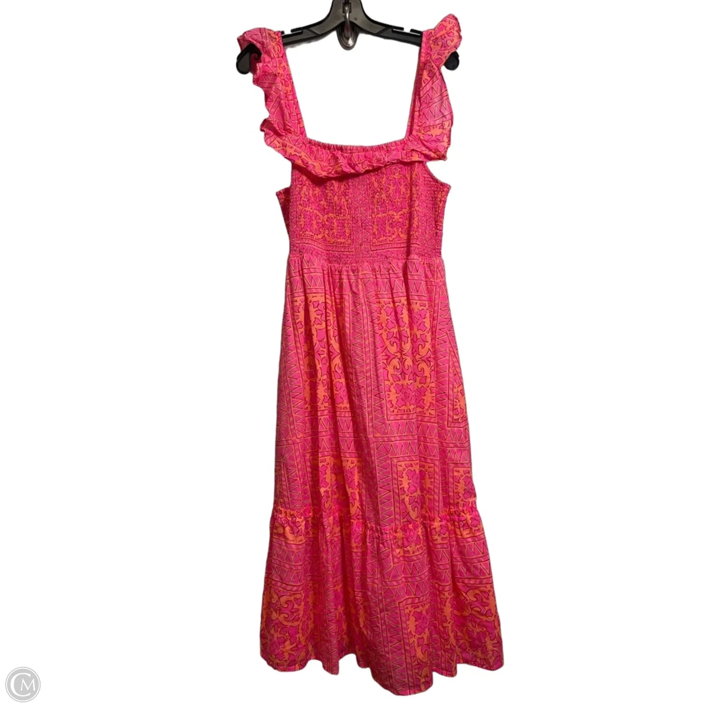 Dress Casual Maxi By Vineyard Vines In Orange & Pink, Size: M