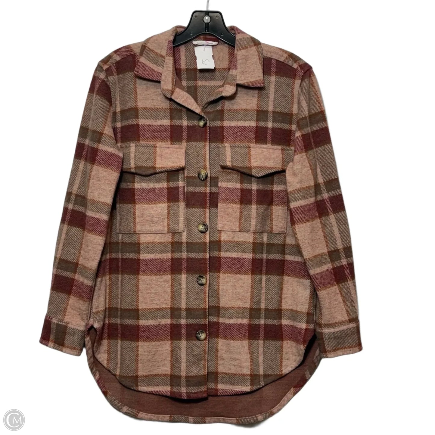 Top Long Sleeve By Beachlunchlounge In Plaid Pattern, Size: Xs