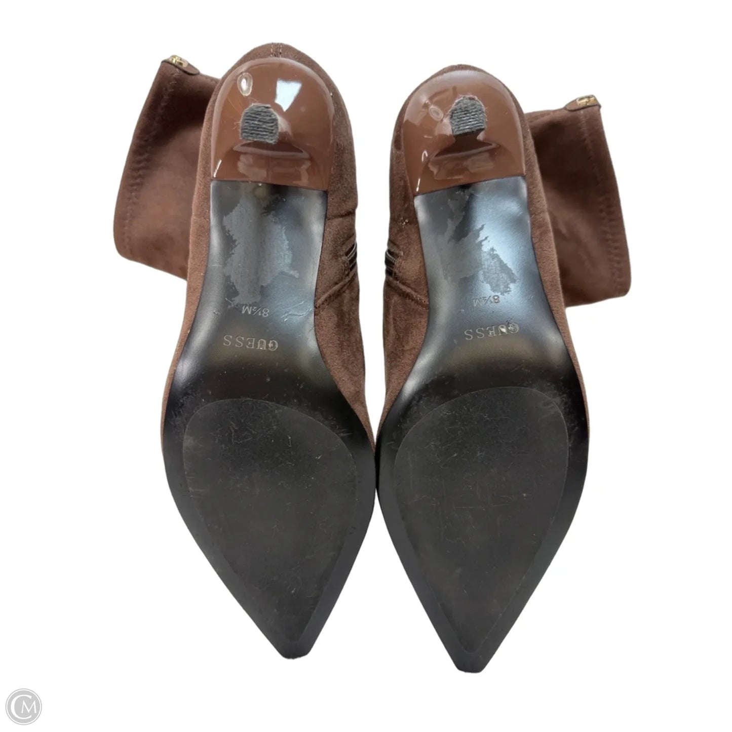 Boots Ankle Heels By Guess In Brown, Size: 8.5