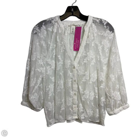 Top Long Sleeve By H&m In Ivory, Size: M