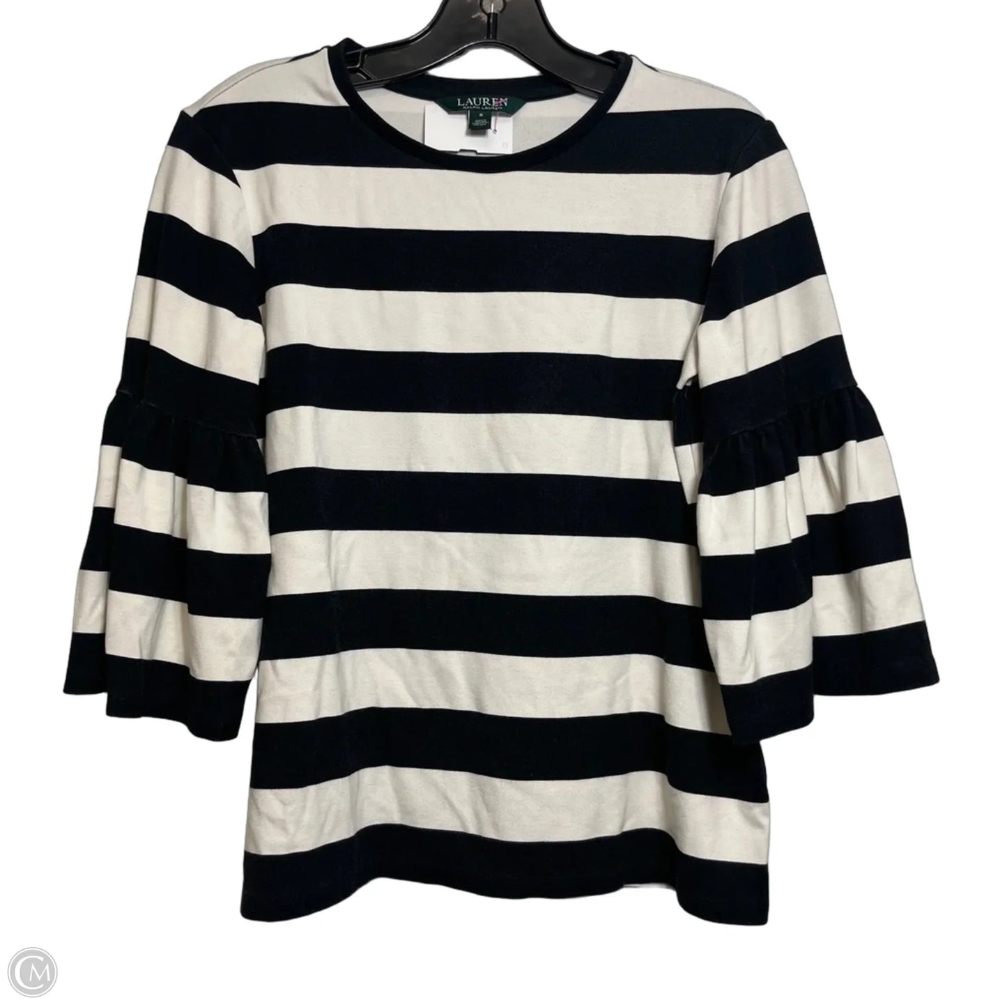 Top 3/4 Sleeve By Lauren Ralph Lauren In Black & White, Size: S