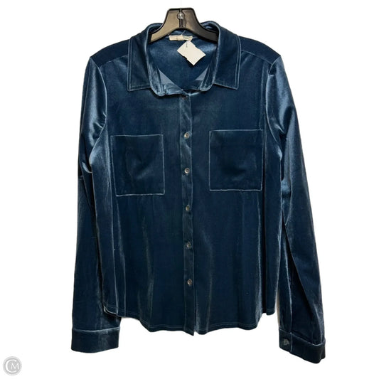 Top Long Sleeve By Easel In Blue, Size: L