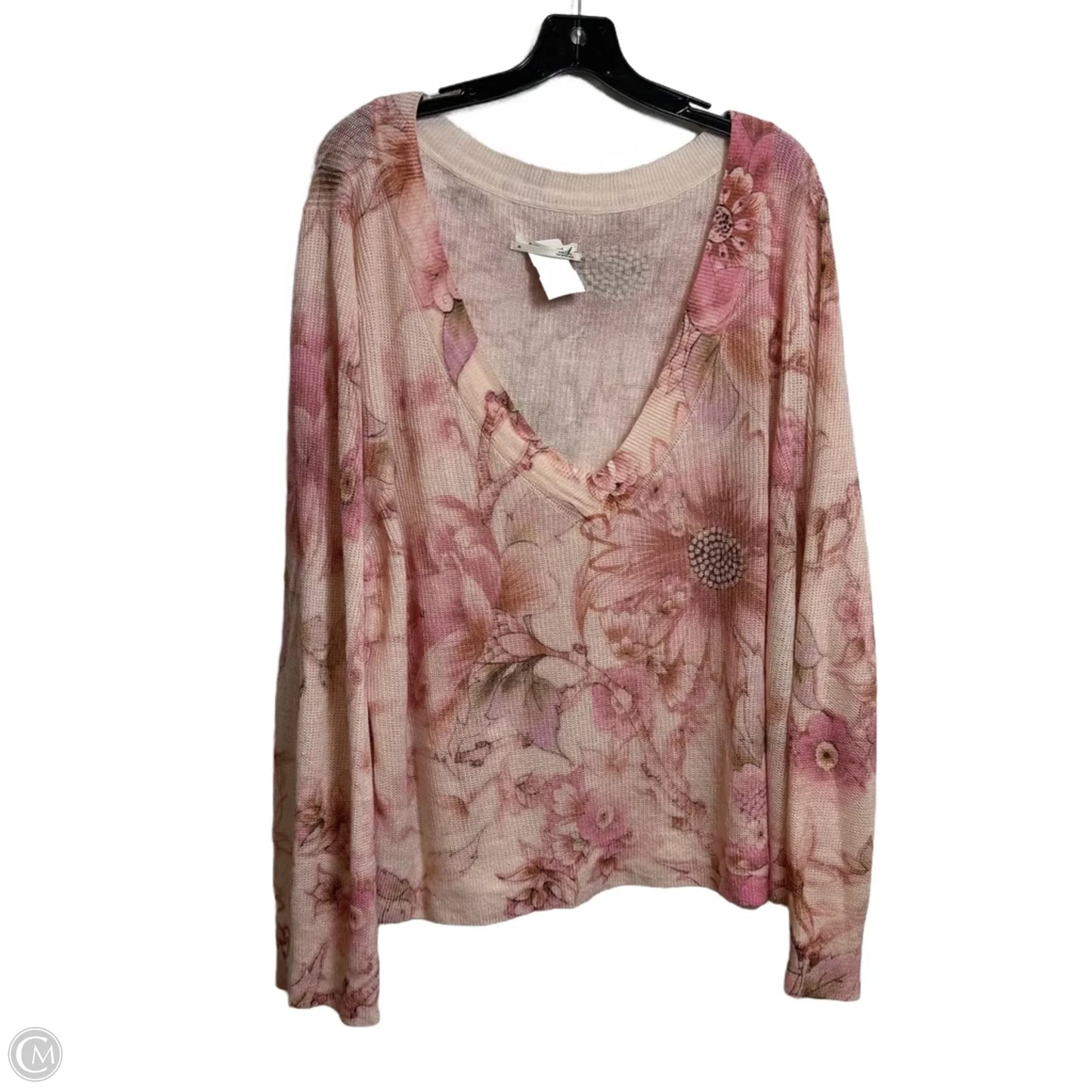 Top Long Sleeve By Anthropologie In Floral Print, Size: 3x