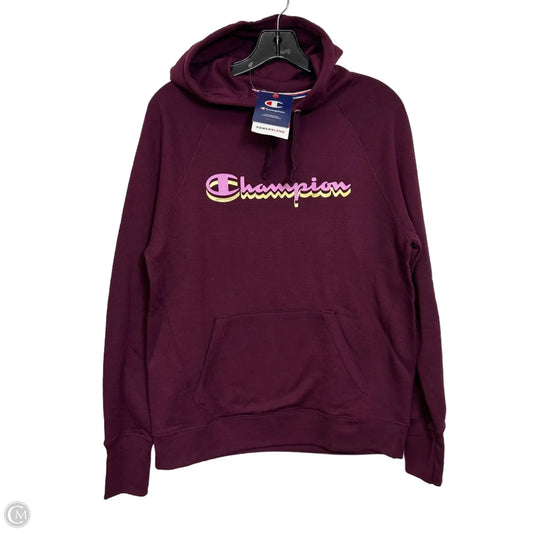 Sweatshirt Hoodie By Champion In Maroon, Size: M
