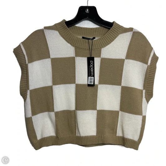 Vest Sweater By Papermoon In Tan & White, Size: Xs