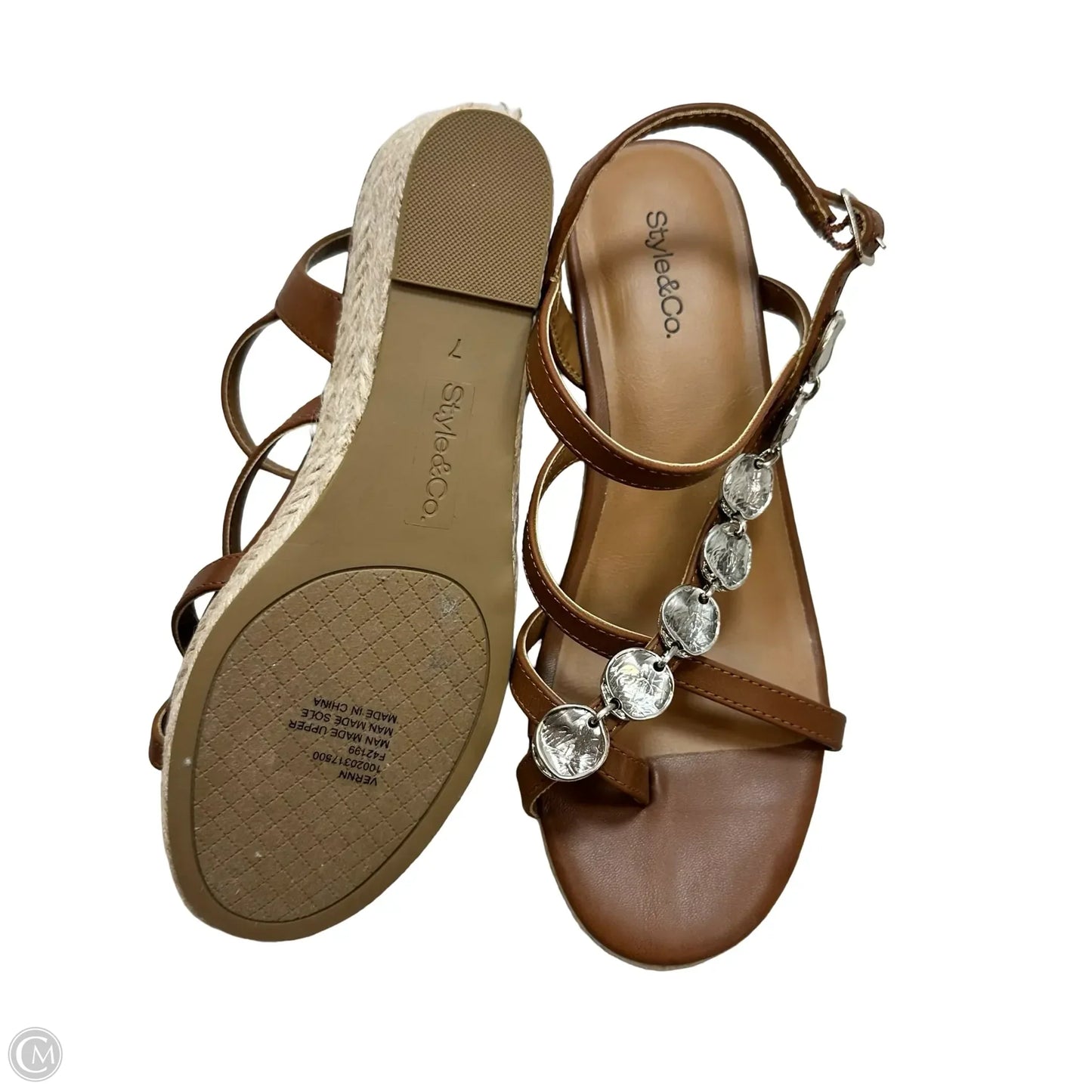 Sandals Heels Wedge By Style And Company In Tan, Size: 7