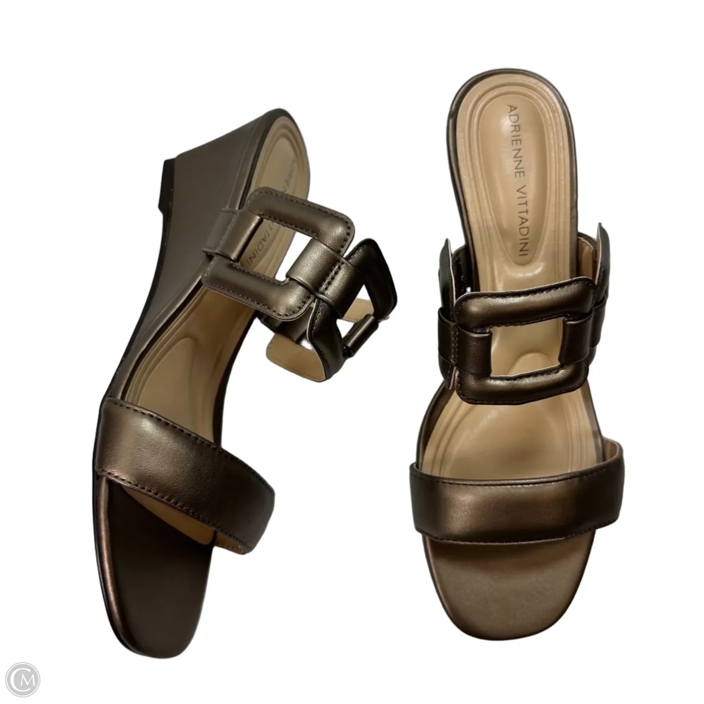 Sandals Heels Wedge By Adrienne Vittadini In Bronze, Size: 8