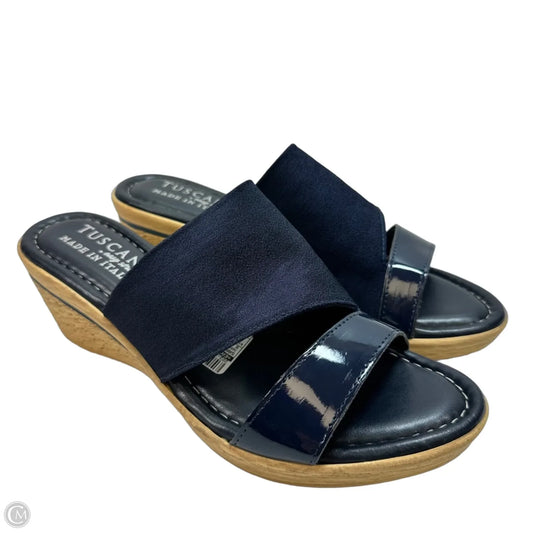 Sandals Heels Wedge By Easy Street In Navy, Size: 9