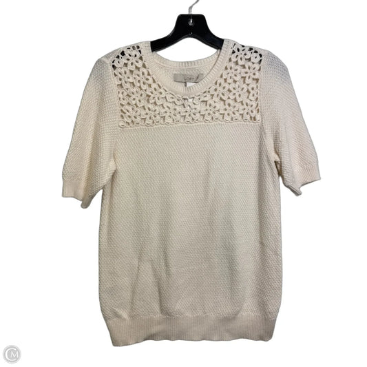 Top Short Sleeve By Loft In Cream, Size: M
