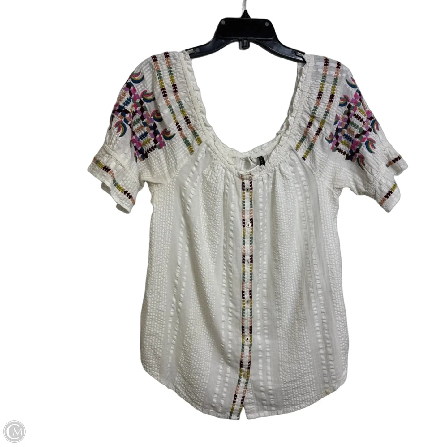 Top Short Sleeve By Anthropologie In White, Size: Xs