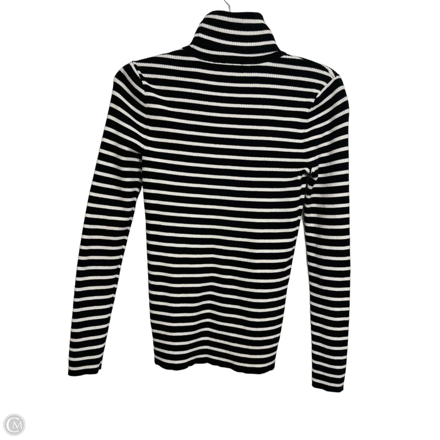 Top Long Sleeve By Lauren By Ralph Lauren In Black & White, Size: M