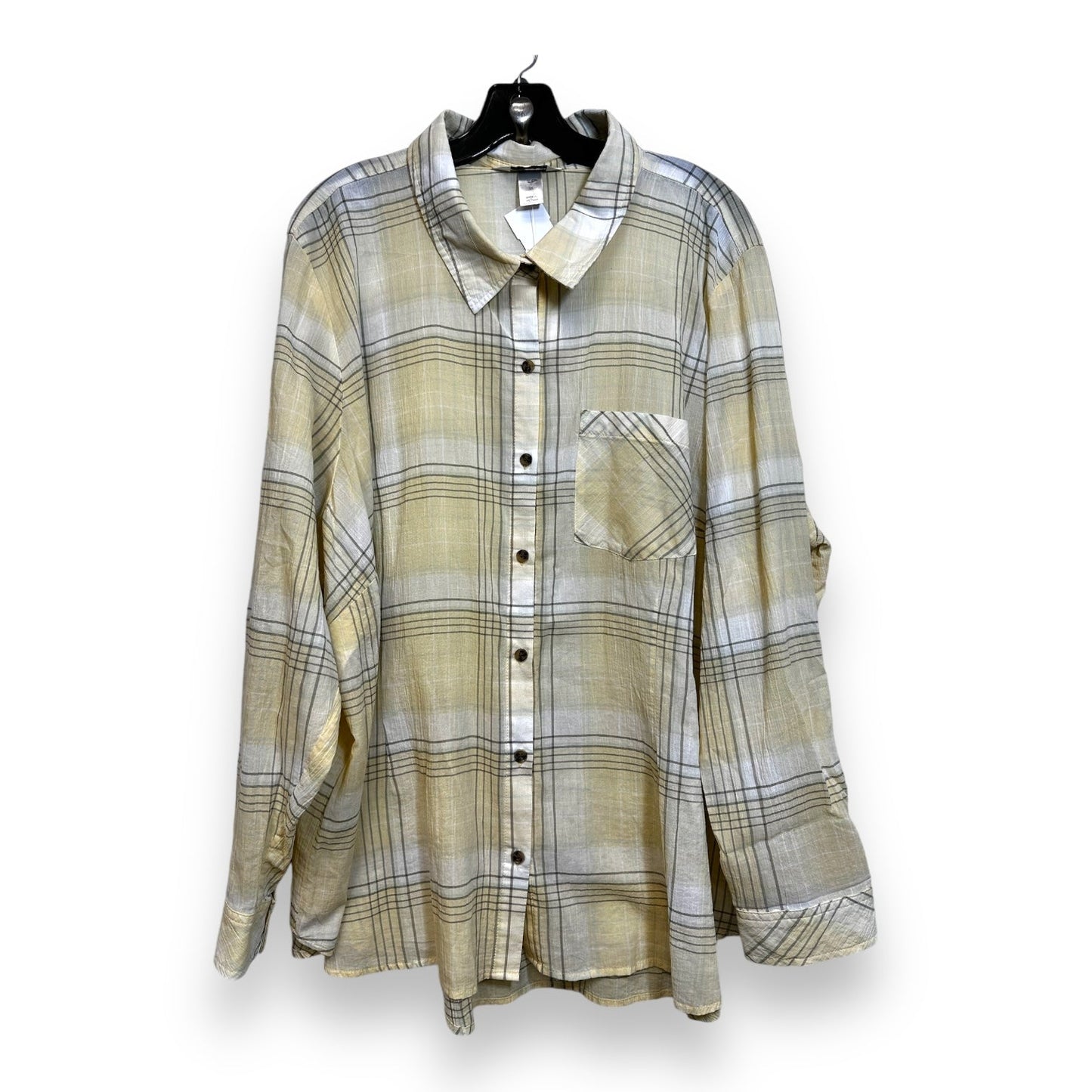 Top Long Sleeve By Cj Banks In Plaid Pattern, Size: 3x