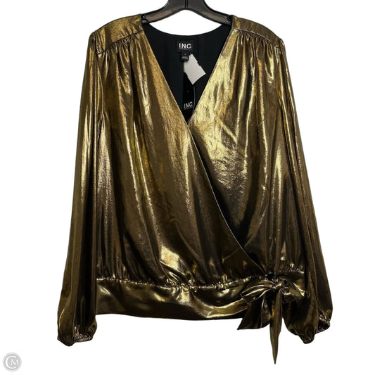 Top Long Sleeve By Inc In Gold, Size: L