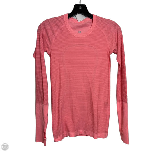 Athletic Top Long Sleeve Crewneck By Lululemon In Coral, Size: 4