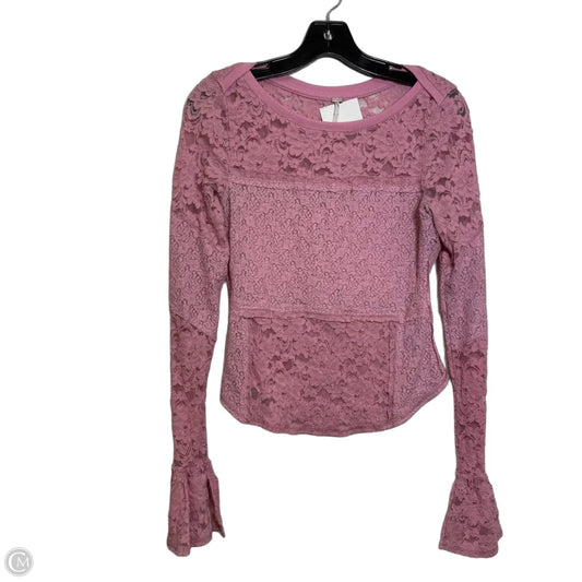 Top Long Sleeve By Free People In Pink, Size: S