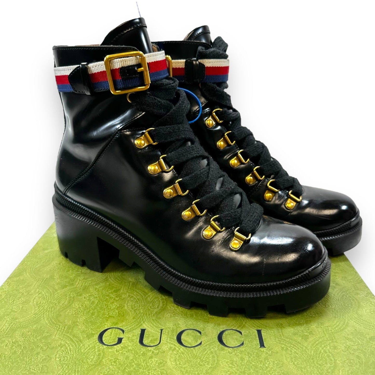 Boots Designer By Gucci In Black, Size: 7.5