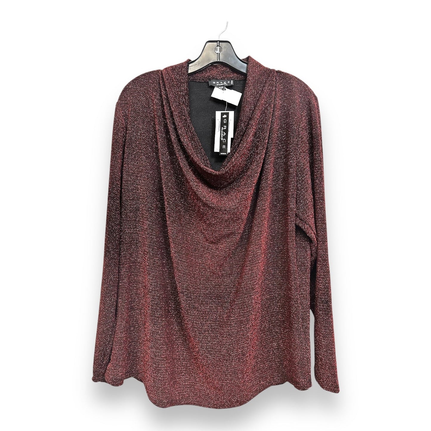 Top Long Sleeve By Grace In Red, Size: 2x