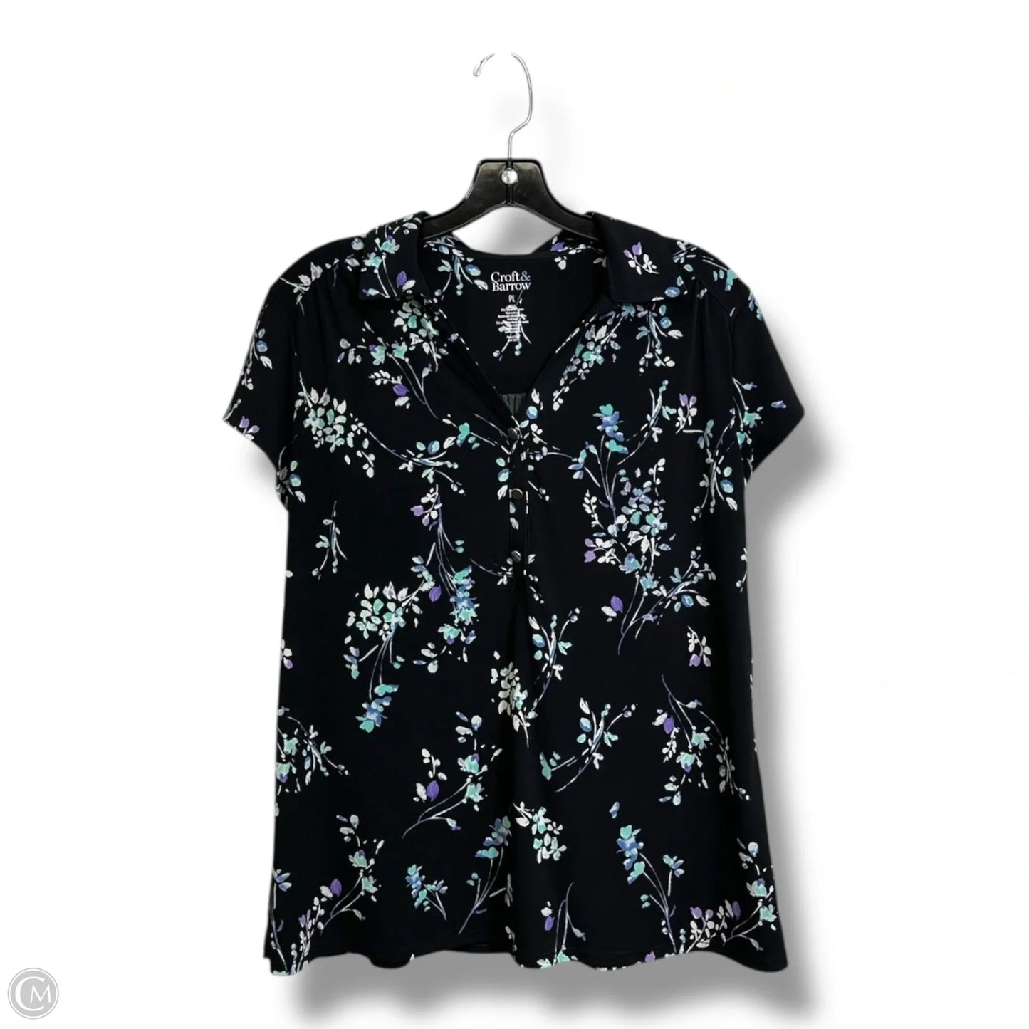 Top Short Sleeve By Croft And Barrow In Floral Print, Size: Lp