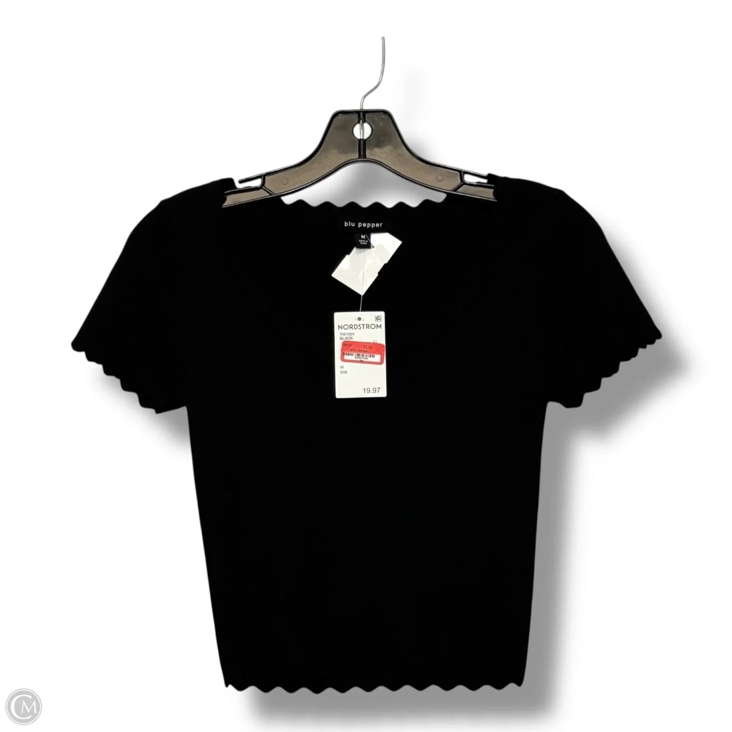 Top Short Sleeve By Blu Pepper In Black, Size: M