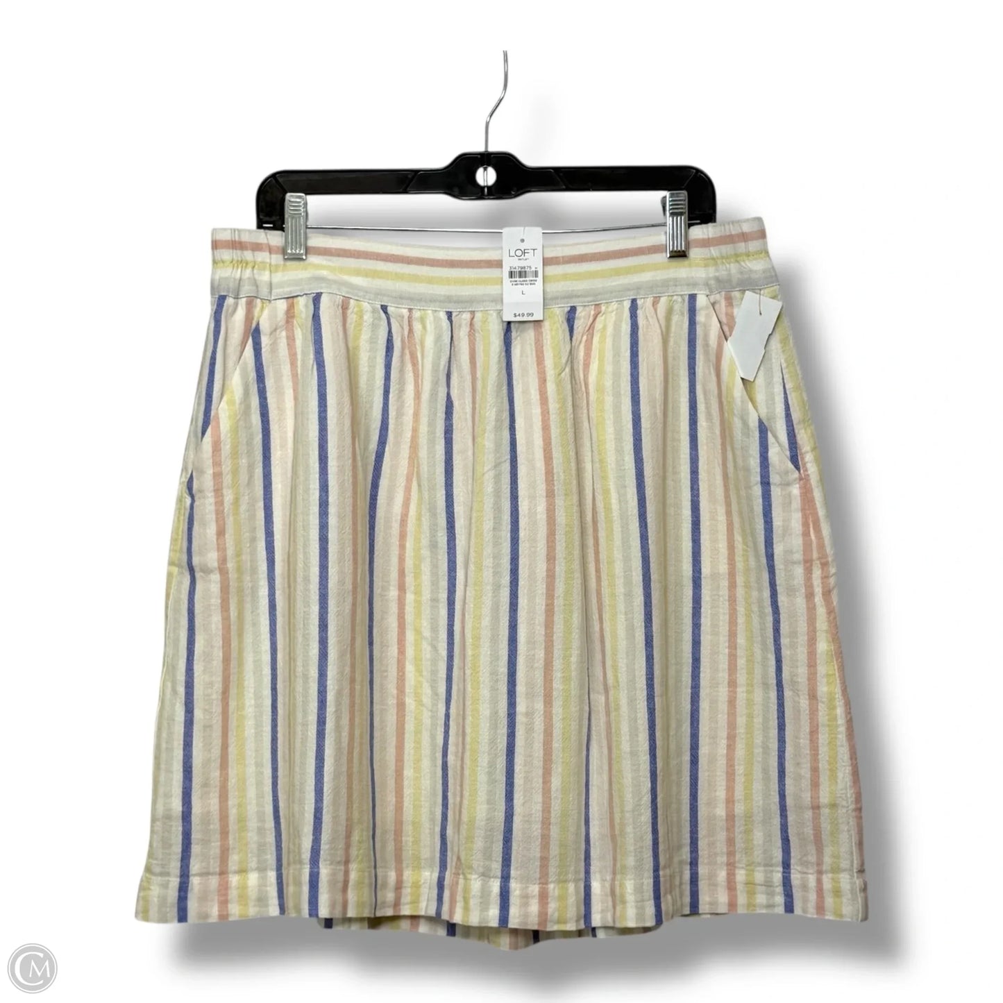 Skirt Mini & Short By Loft In Striped Pattern, Size: L