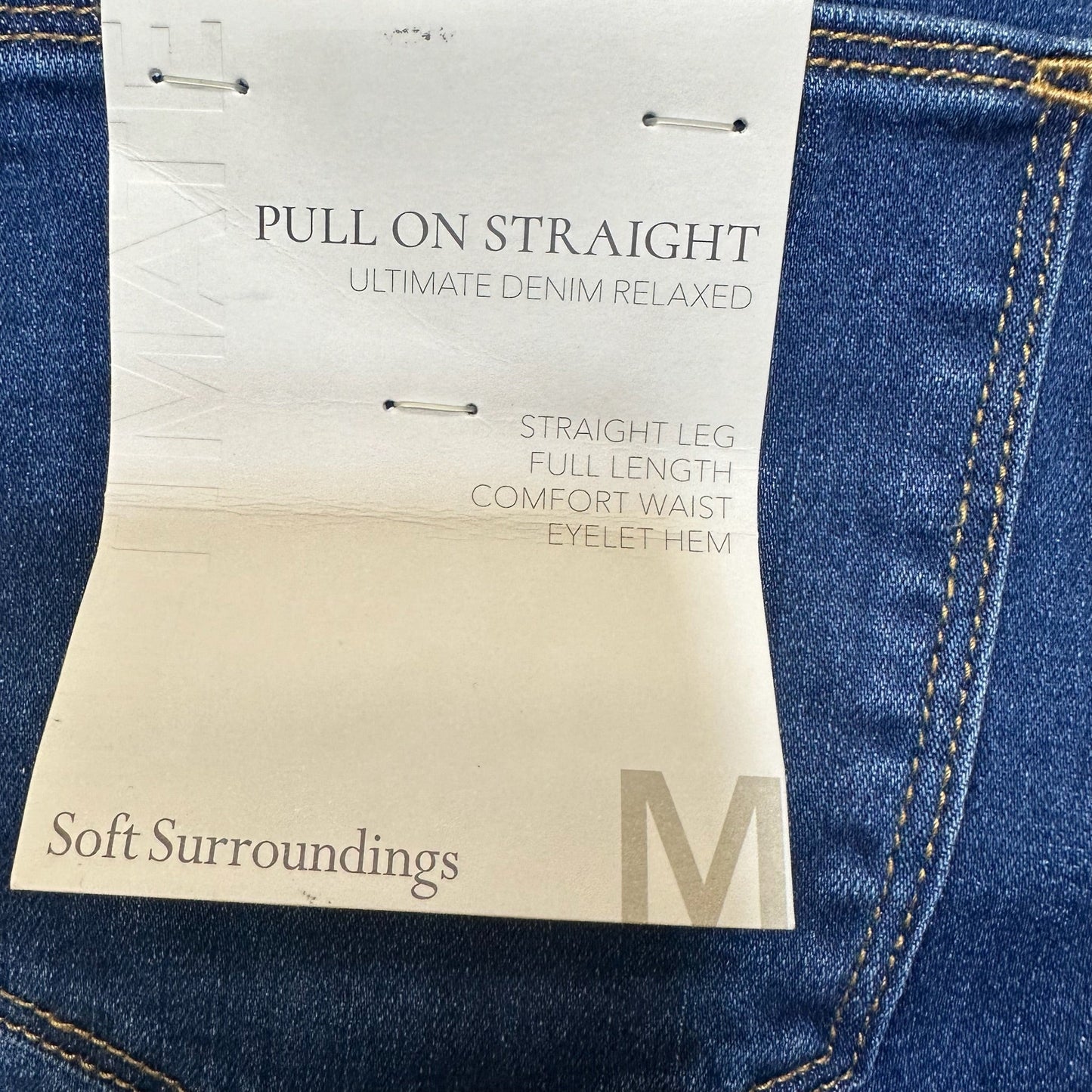 PULL ON STRAIGHT ULTIMATE DENIM RELAXED Jeans Straight By SOFT SURROUNDINGS In Denim, Size: M (10/12)