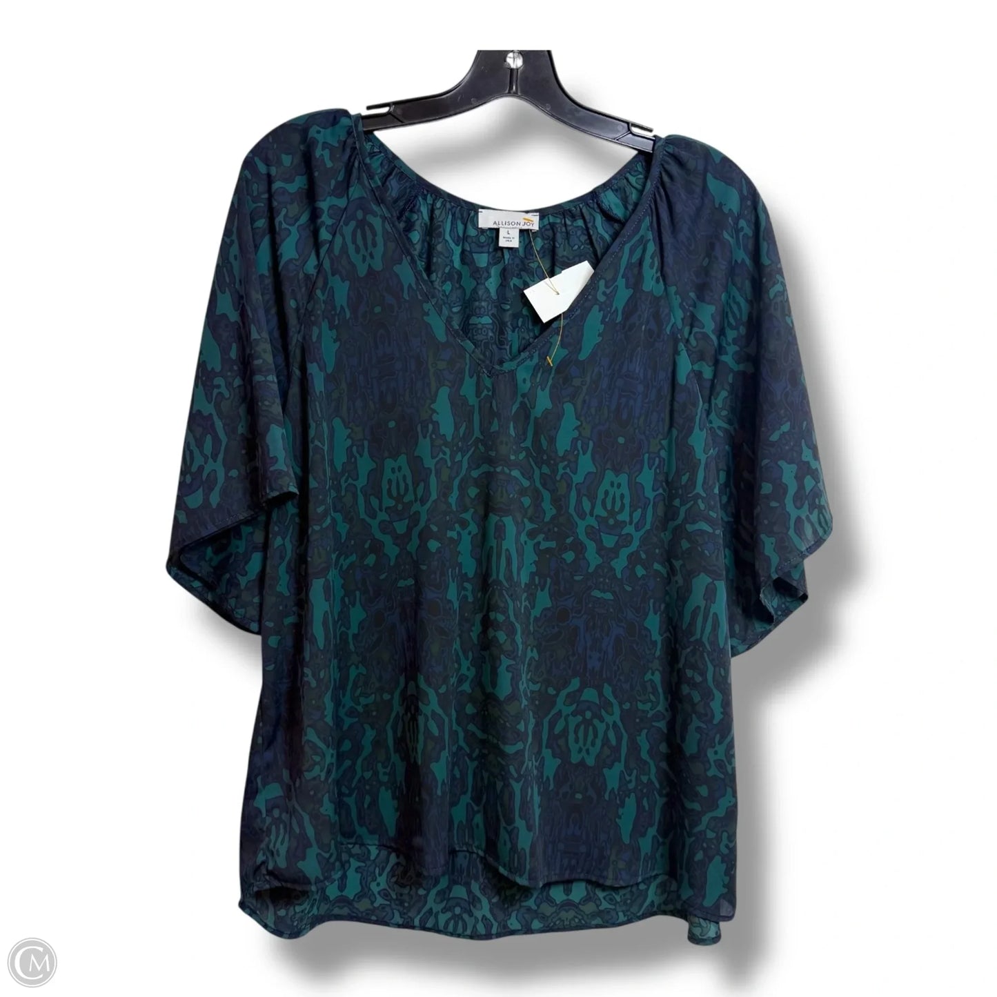 Top Short Sleeve By Allison Joy In Blue & Green, Size: L