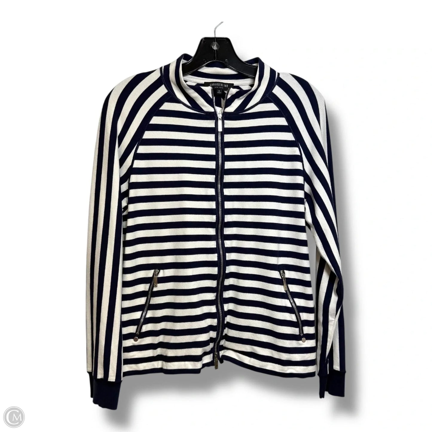 Jacket Designer By Lafayette 148 In Striped Pattern, Size: S