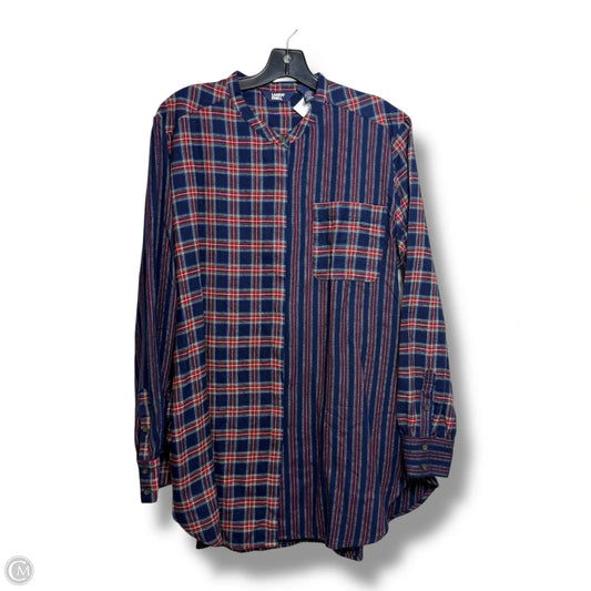 Top Long Sleeve By Lands End In Plaid Pattern, Size: Xl