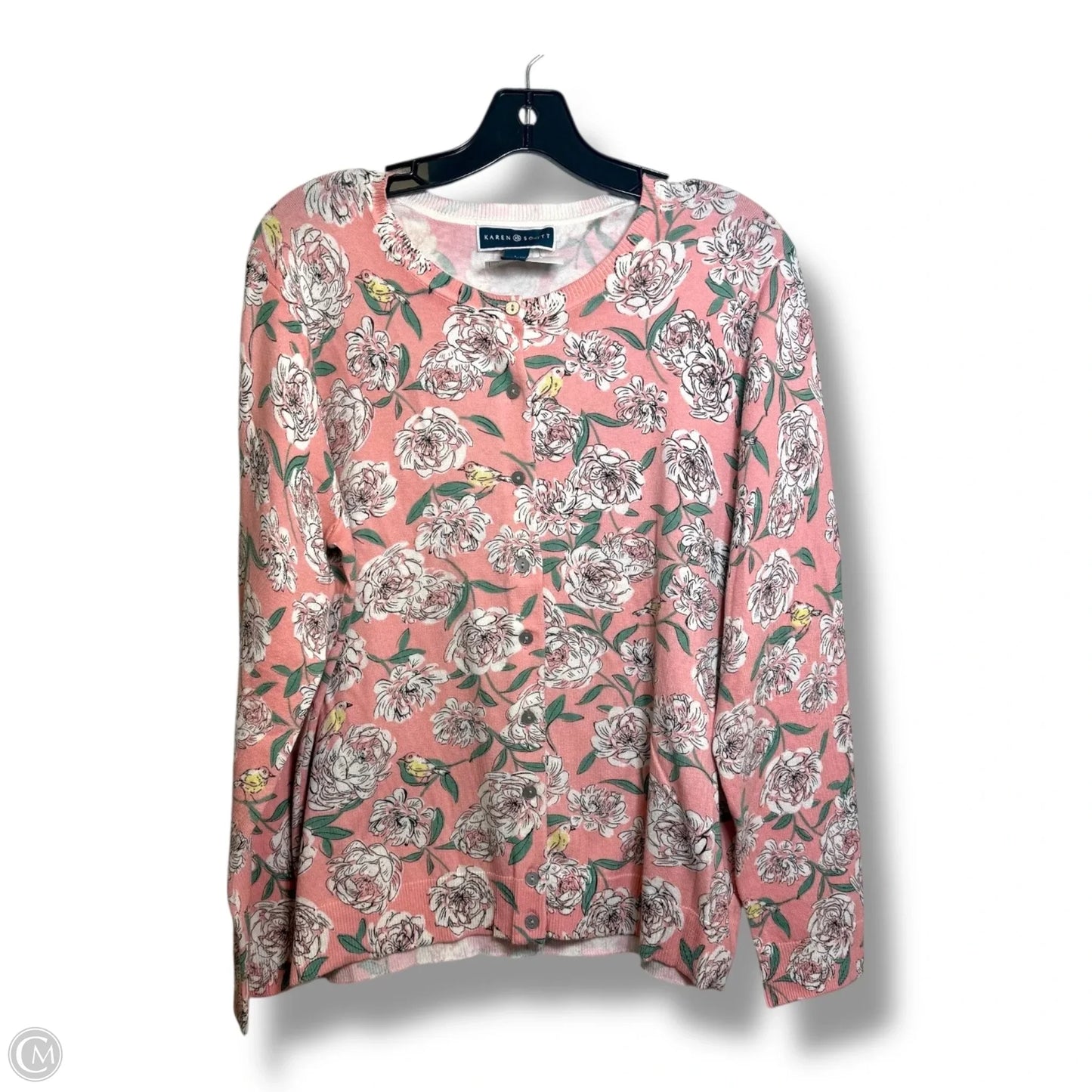 Cardigan By Karen Scott In Floral Print, Size: L