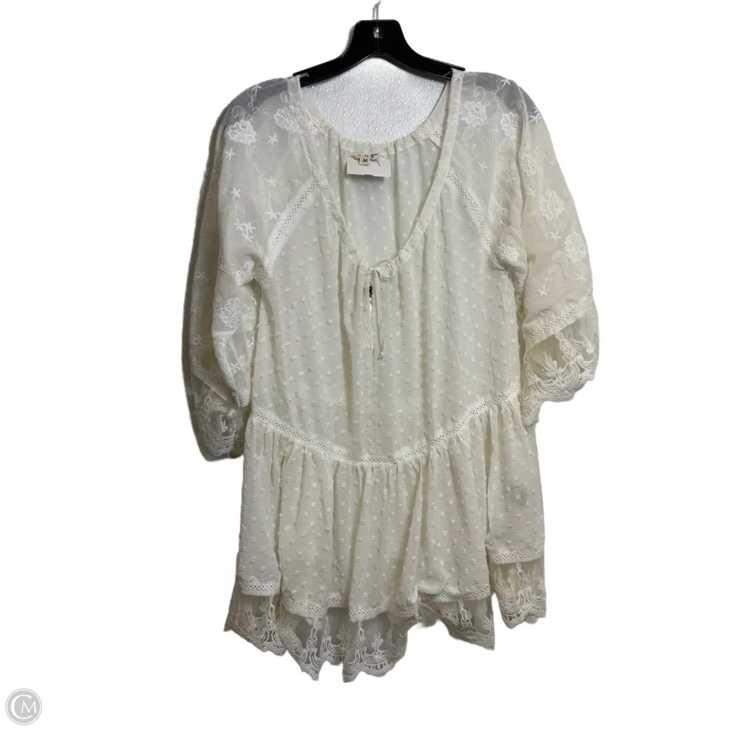 Blouse Long Sleeve By Pol In Cream, Size: M