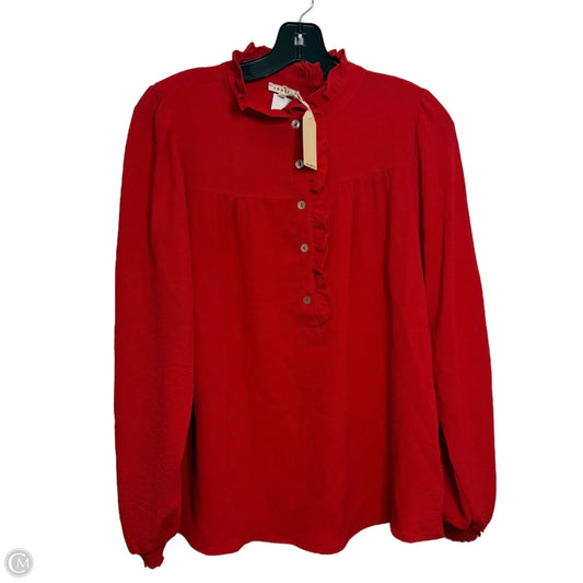Blouse Long Sleeve By Jodifl In Red, Size: S