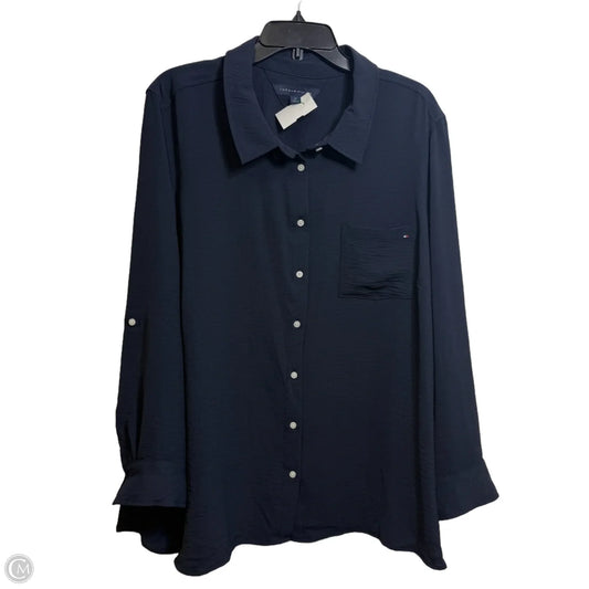 Blouse Long Sleeve By Tommy Hilfiger In Navy, Size: 2x