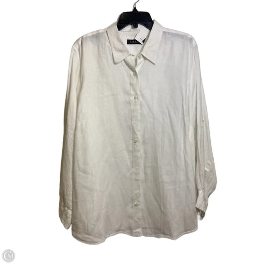 Blouse Long Sleeve By Lauren By Ralph Lauren In White, Size: 2x