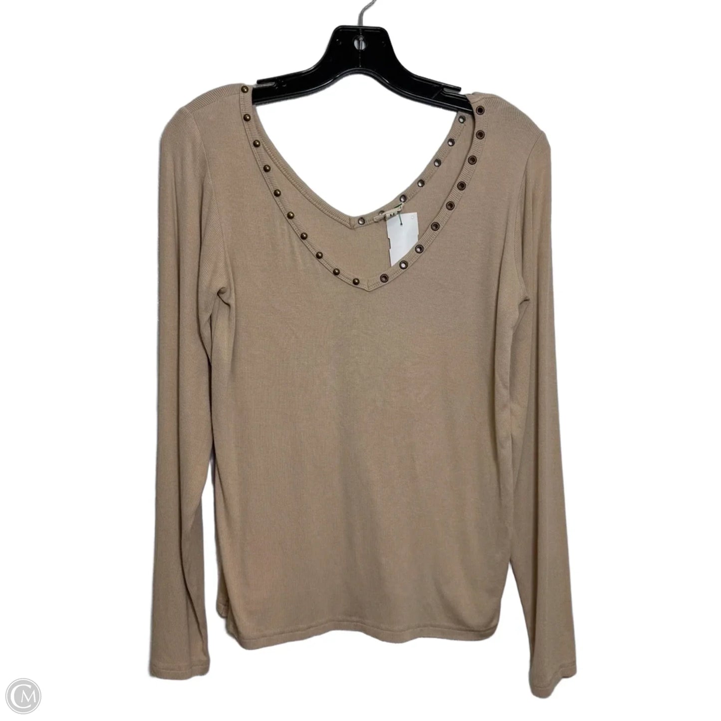 Top Long Sleeve Basic By Pol In Tan, Size: M