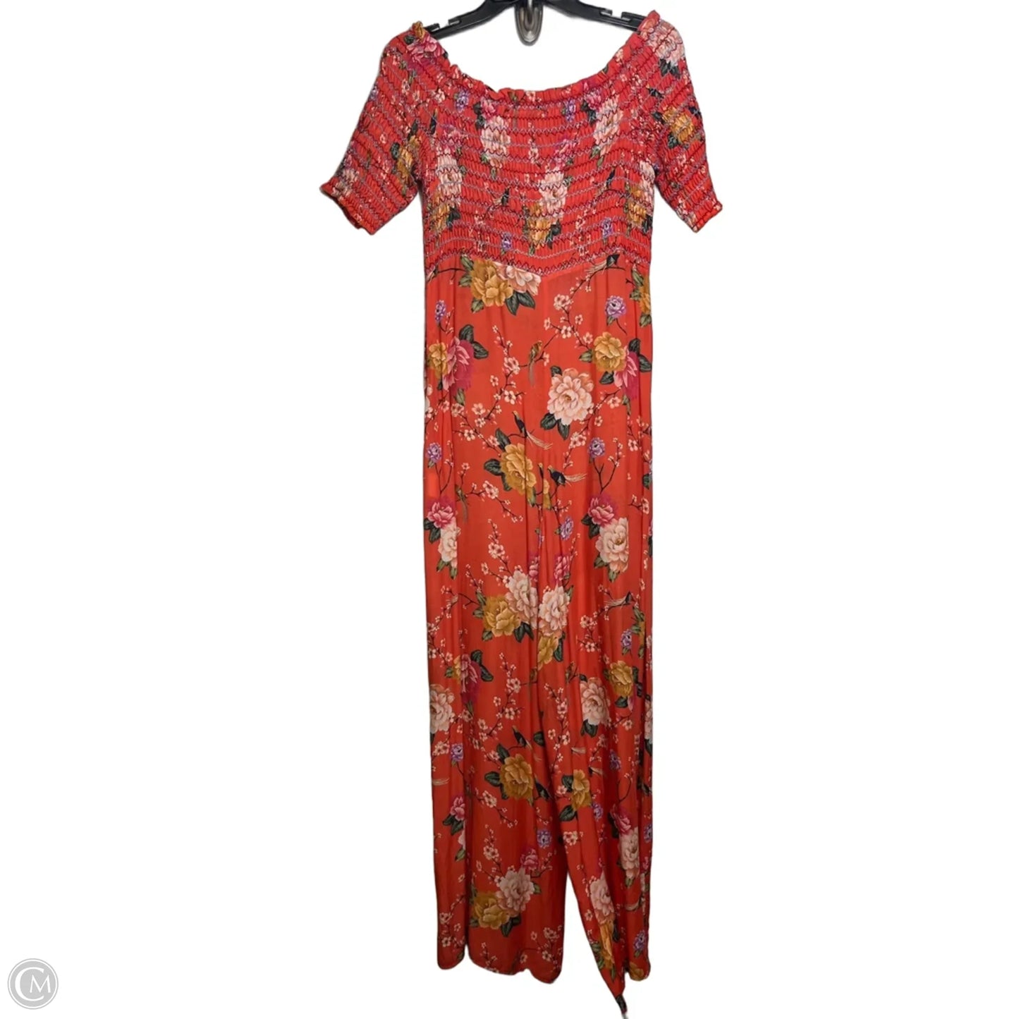 Farm Rio Paraiso Off-The-Shoulder Jumpsuit By Farm Rio In Orange, Size: M