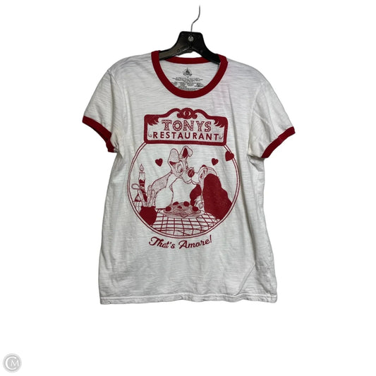 Lady & The Tramp Top Short Sleeve Basic By Disney In White, Size: M