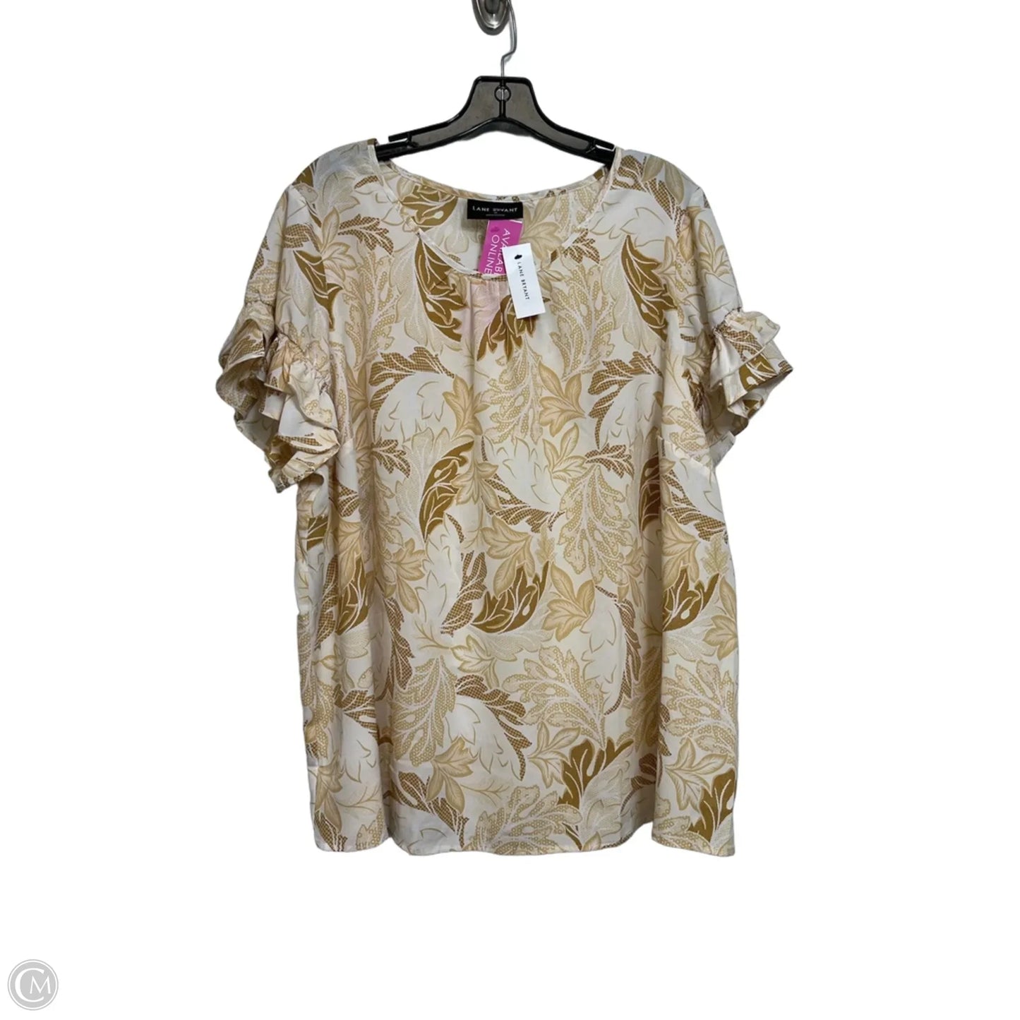Top Short Sleeve Basic By Lane Bryant In Beige, Size: 1x